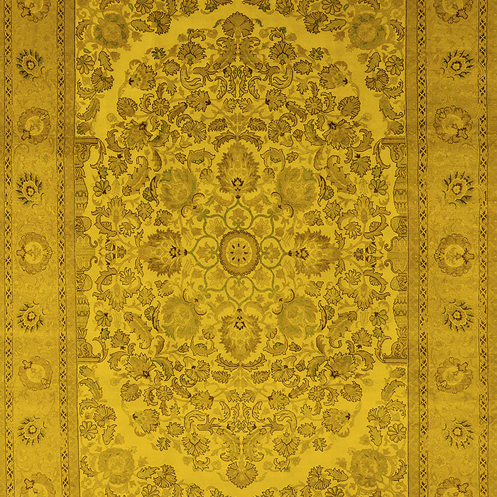 Machine Washable Oriental Yellow Industrial Rug, wshurb3201yw