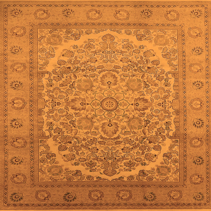 Square Machine Washable Oriental Orange Industrial Area Rugs, wshurb3201org