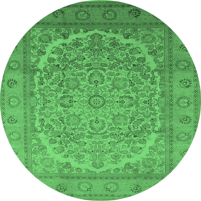 Round Oriental Emerald Green Industrial Rug, urb3201emgrn