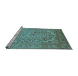Sideview of Machine Washable Oriental Light Blue Industrial Rug, wshurb3201lblu