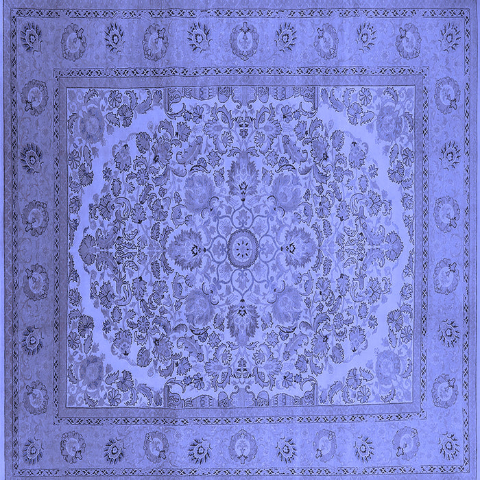 Square Machine Washable Oriental Blue Industrial Rug, wshurb3201blu
