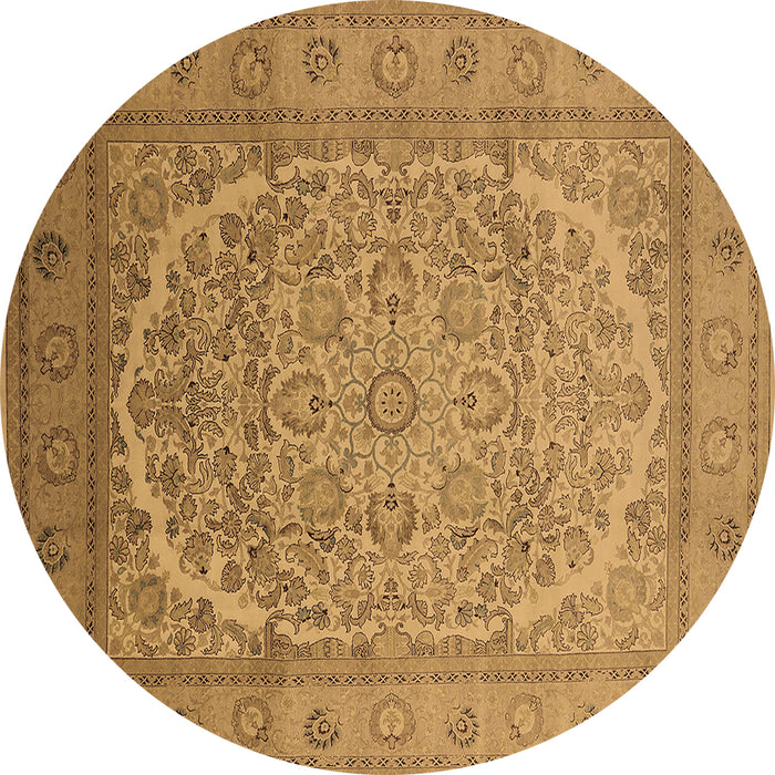 Round Machine Washable Oriental Brown Industrial Rug, wshurb3201brn