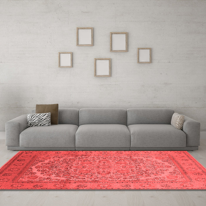 Industrial Red Washable Rugs