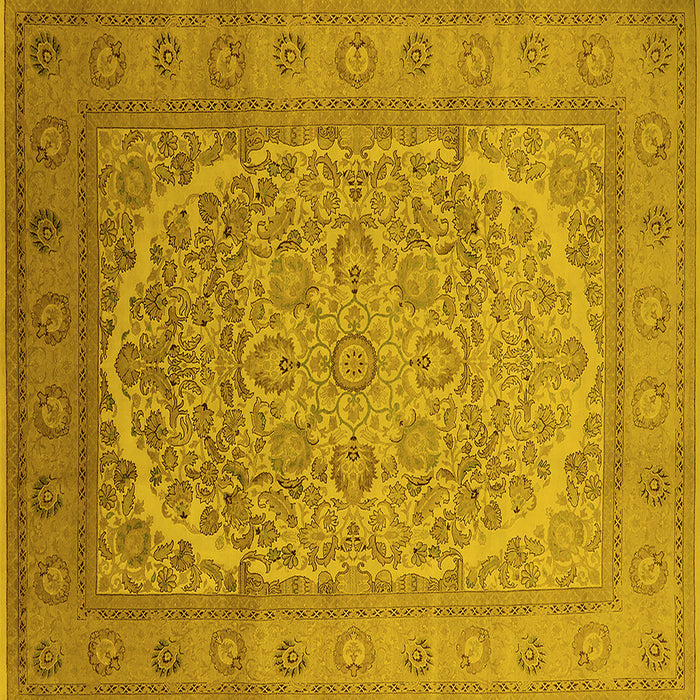 Square Machine Washable Oriental Yellow Industrial Rug, wshurb3201yw