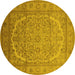 Round Oriental Yellow Industrial Rug, urb3201yw