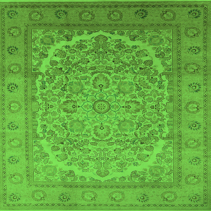 Square Machine Washable Oriental Green Industrial Area Rugs, wshurb3201grn