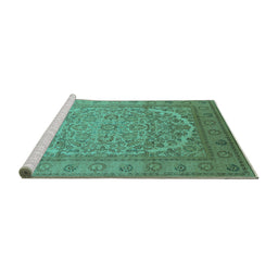 Sideview of Machine Washable Oriental Turquoise Industrial Area Rugs, wshurb3201turq