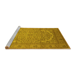 Sideview of Machine Washable Oriental Yellow Industrial Rug, wshurb3201yw