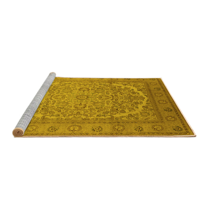 Sideview of Machine Washable Oriental Yellow Industrial Rug, wshurb3201yw