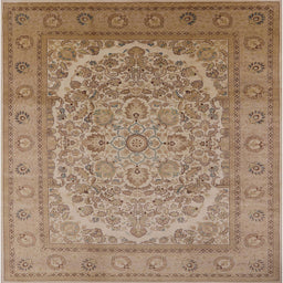 Square Mid-Century Modern Light Brown Oriental Rug, urb3201