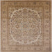 Square Mid-Century Modern Light Brown Oriental Rug, urb3201