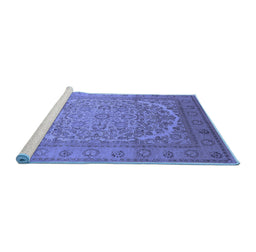 Sideview of Machine Washable Oriental Blue Industrial Rug, wshurb3201blu