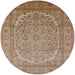 Round Mid-Century Modern Light Brown Oriental Rug, urb3201