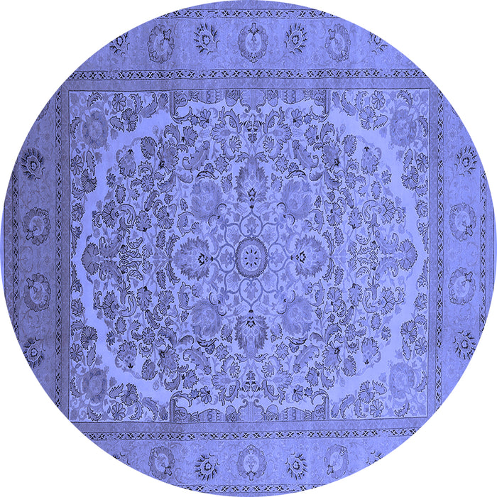 Round Oriental Blue Industrial Rug, urb3201blu