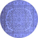 Round Oriental Blue Industrial Rug, urb3201blu