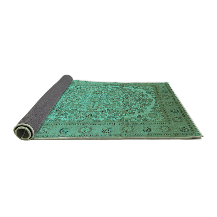 Sideview of Oriental Turquoise Industrial Rug, urb3201turq