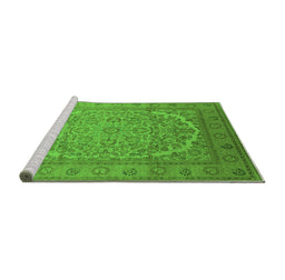 Sideview of Machine Washable Oriental Green Industrial Area Rugs, wshurb3201grn