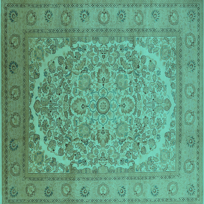 Square Oriental Turquoise Industrial Rug, urb3201turq
