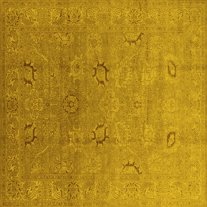 Square Machine Washable Oriental Yellow Industrial Rug, wshurb3202yw