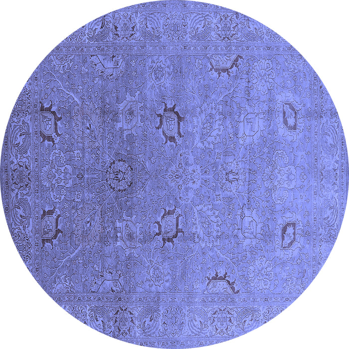 Round Oriental Blue Industrial Rug, urb3202blu