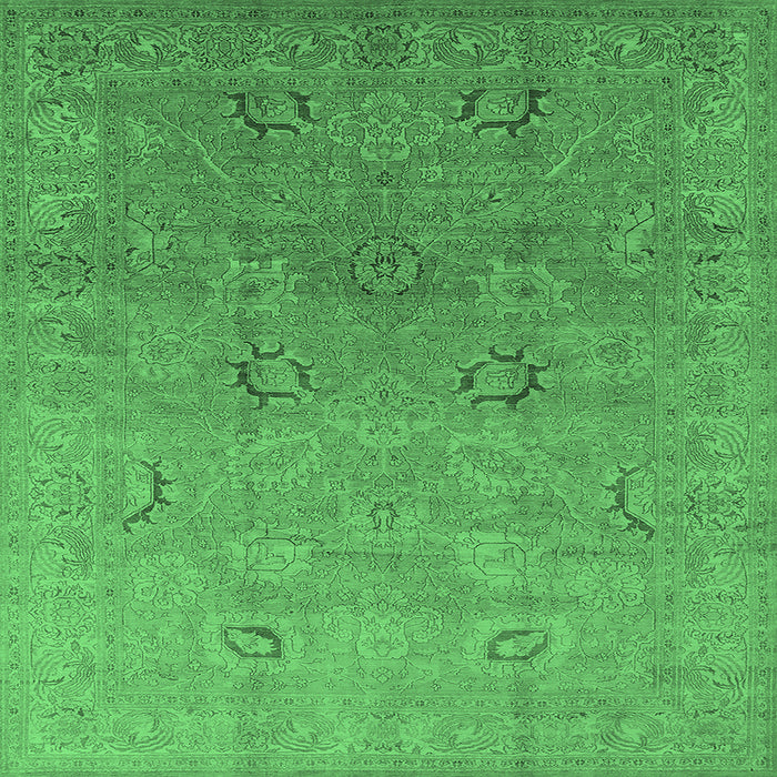 Square Machine Washable Oriental Emerald Green Industrial Area Rugs, wshurb3202emgrn