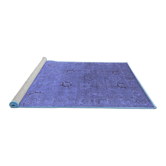 Sideview of Machine Washable Oriental Blue Industrial Rug, wshurb3202blu
