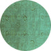 Round Oriental Turquoise Industrial Rug, urb3202turq