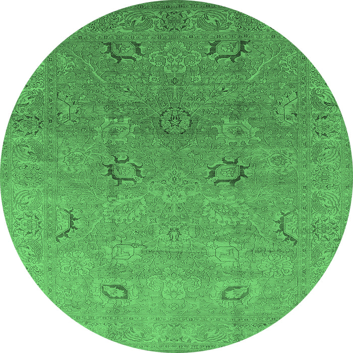 Round Oriental Emerald Green Industrial Rug, urb3202emgrn