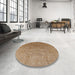 Round Mid-Century Modern Light Brown Oriental Rug in a Office, urb3202