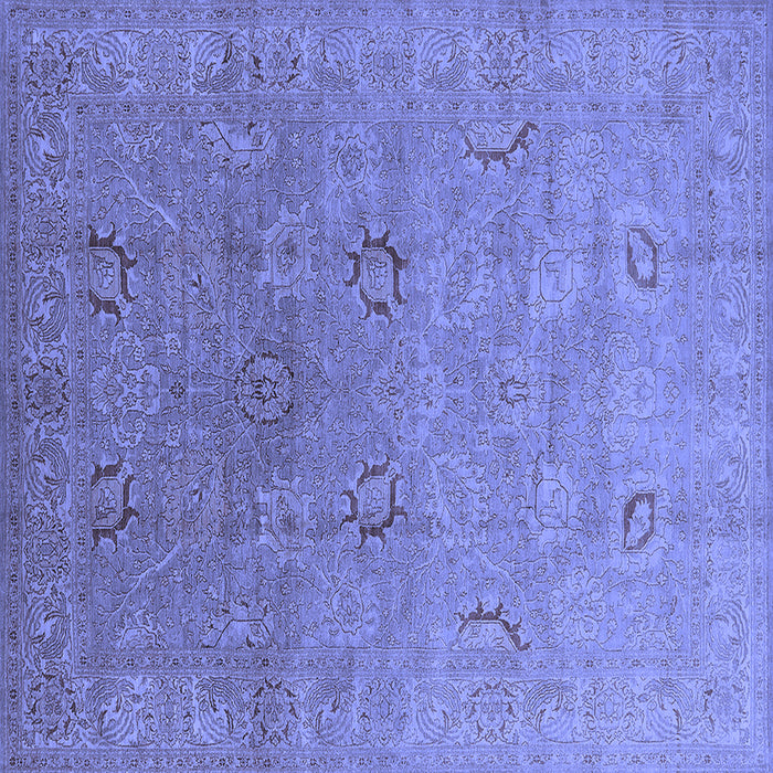 Square Machine Washable Oriental Blue Industrial Rug, wshurb3202blu