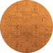 Round Machine Washable Oriental Orange Industrial Area Rugs, wshurb3202org