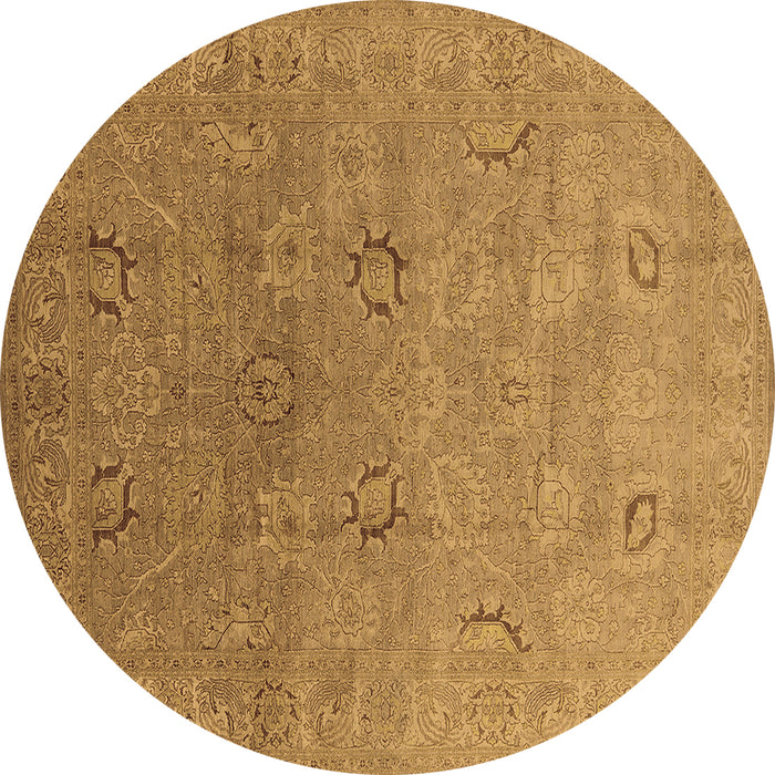 Round Machine Washable Oriental Brown Industrial Rug, wshurb3202brn
