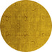 Round Oriental Yellow Industrial Rug, urb3202yw