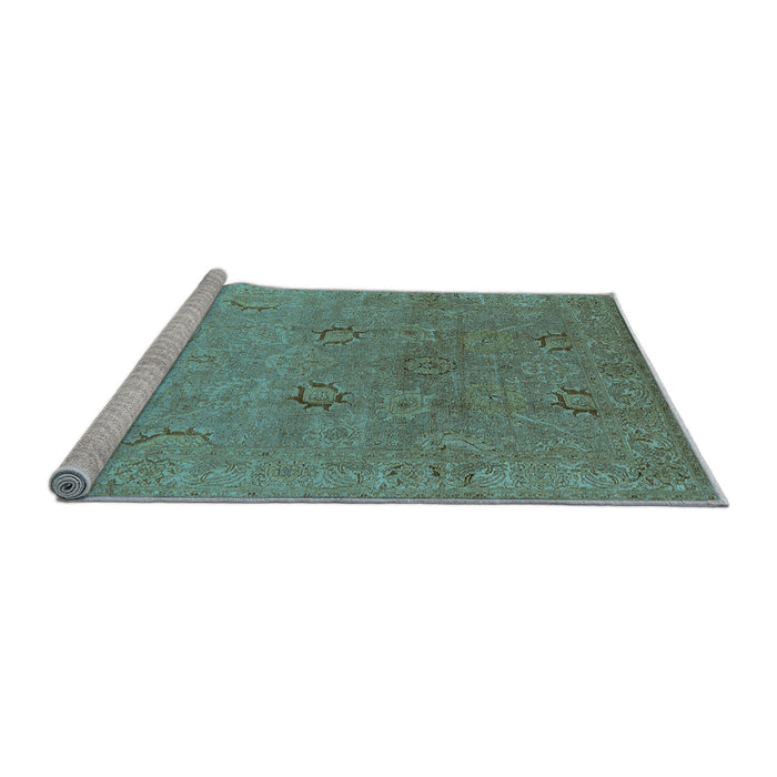 Sideview of Machine Washable Oriental Light Blue Industrial Rug, wshurb3202lblu