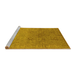 Sideview of Machine Washable Oriental Yellow Industrial Rug, wshurb3202yw