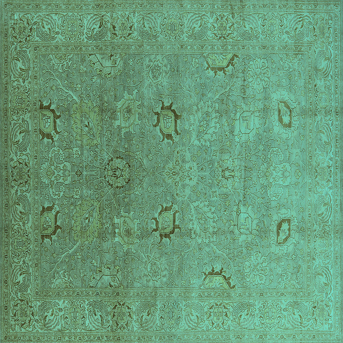 Square Oriental Turquoise Industrial Rug, urb3202turq