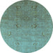 Round Oriental Light Blue Industrial Rug, urb3202lblu