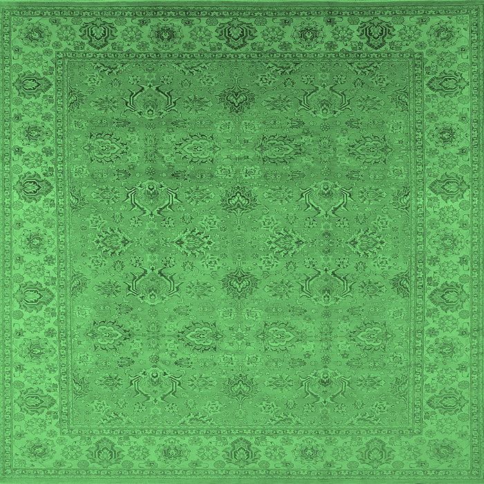 Square Oriental Emerald Green Industrial Rug, urb3203emgrn