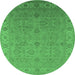 Round Oriental Emerald Green Industrial Rug, urb3203emgrn