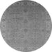 Round Machine Washable Oriental Gray Industrial Rug, wshurb3203gry