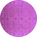 Round Machine Washable Oriental Purple Industrial Area Rugs, wshurb3203pur