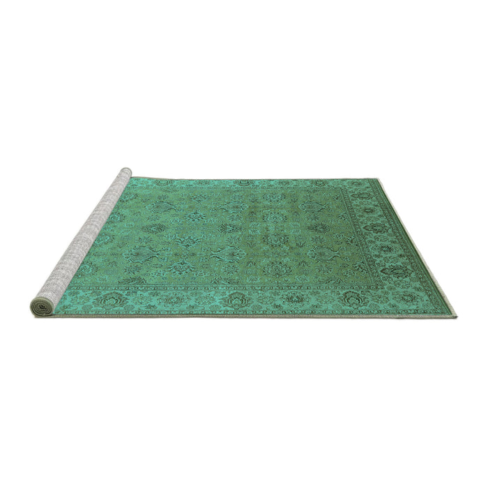 Sideview of Machine Washable Oriental Turquoise Industrial Area Rugs, wshurb3203turq