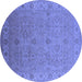 Round Oriental Blue Industrial Rug, urb3203blu