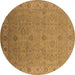 Round Oriental Brown Industrial Rug, urb3203brn