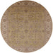 Round Mid-Century Modern Light Brown Oriental Rug, urb3203