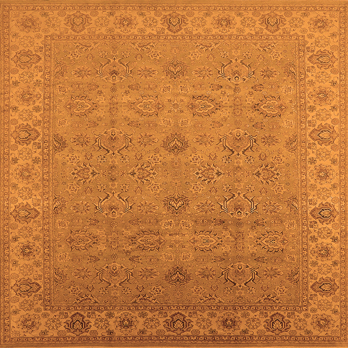 Square Machine Washable Oriental Orange Industrial Area Rugs, wshurb3203org