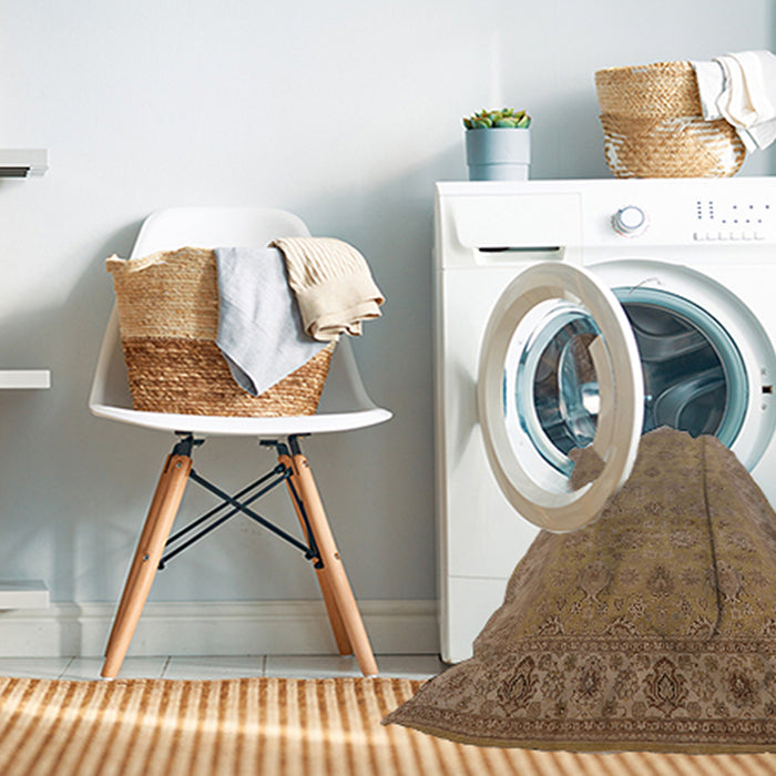 Machine Washable Industrial Modern Light Brown Rug in a Washing Machine, wshurb3203