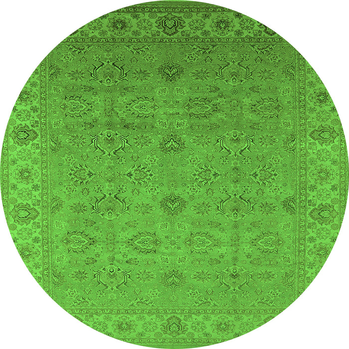 Round Oriental Green Industrial Rug, urb3203grn