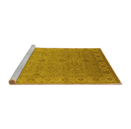 Sideview of Machine Washable Oriental Yellow Industrial Rug, wshurb3203yw