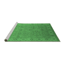 Sideview of Machine Washable Oriental Emerald Green Industrial Area Rugs, wshurb3203emgrn